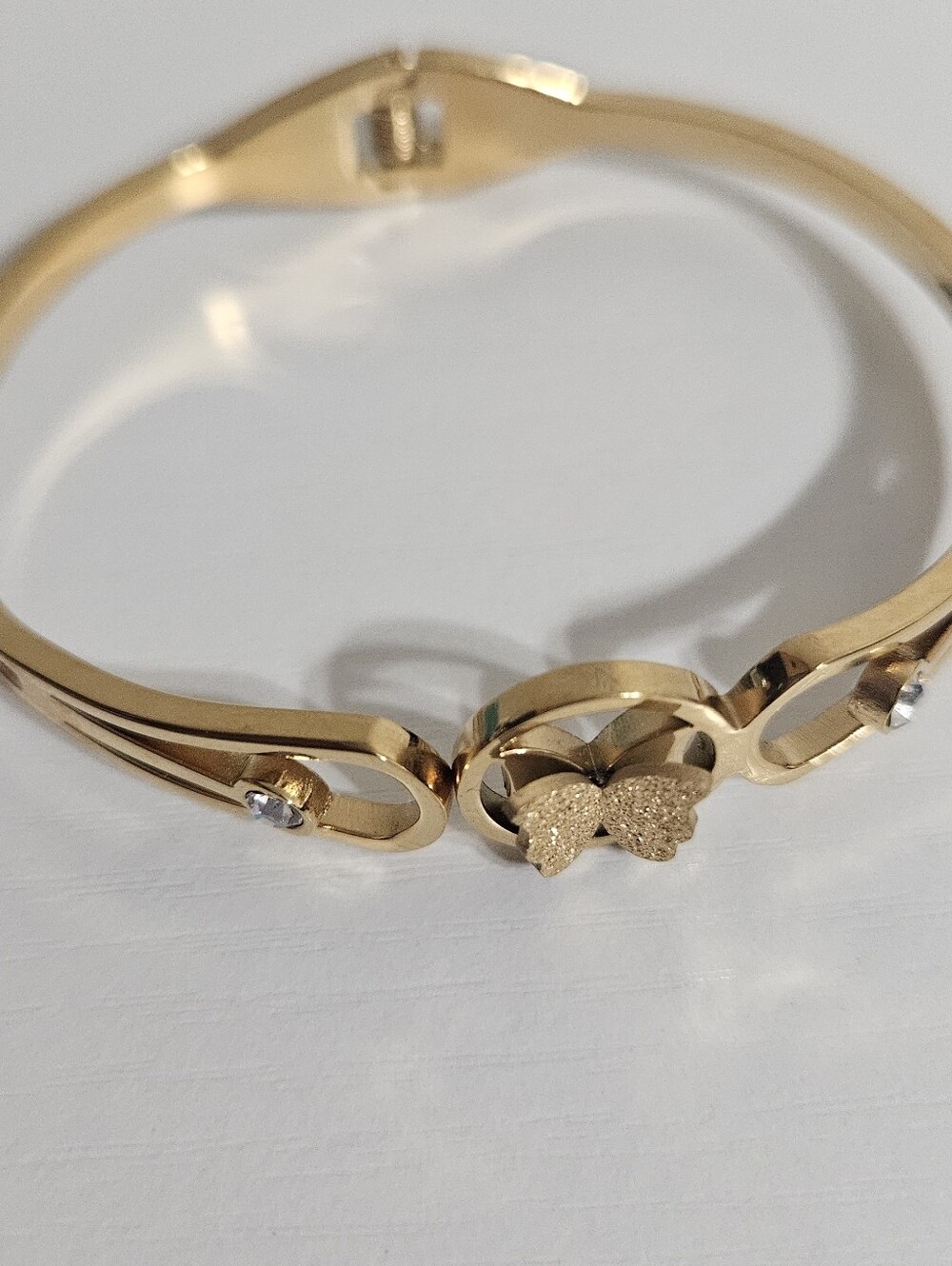 Gold Butterfly Bangle Bracelet - Women Jewelry - Picture 4 of 4